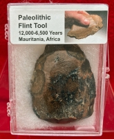 Authentic Paleolithic Flint Tool Chopper in Acrylic Display Case